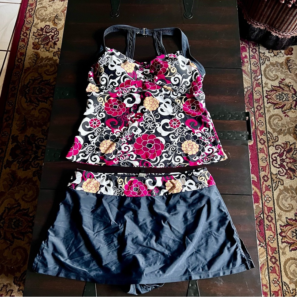 Simply Fit Two Piece Tankini Halter Swimsuit